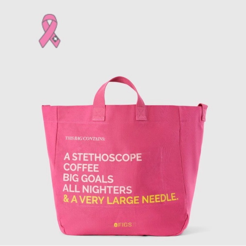 Figs a very large needle, tote bag F’ pink breast, cancer awareness